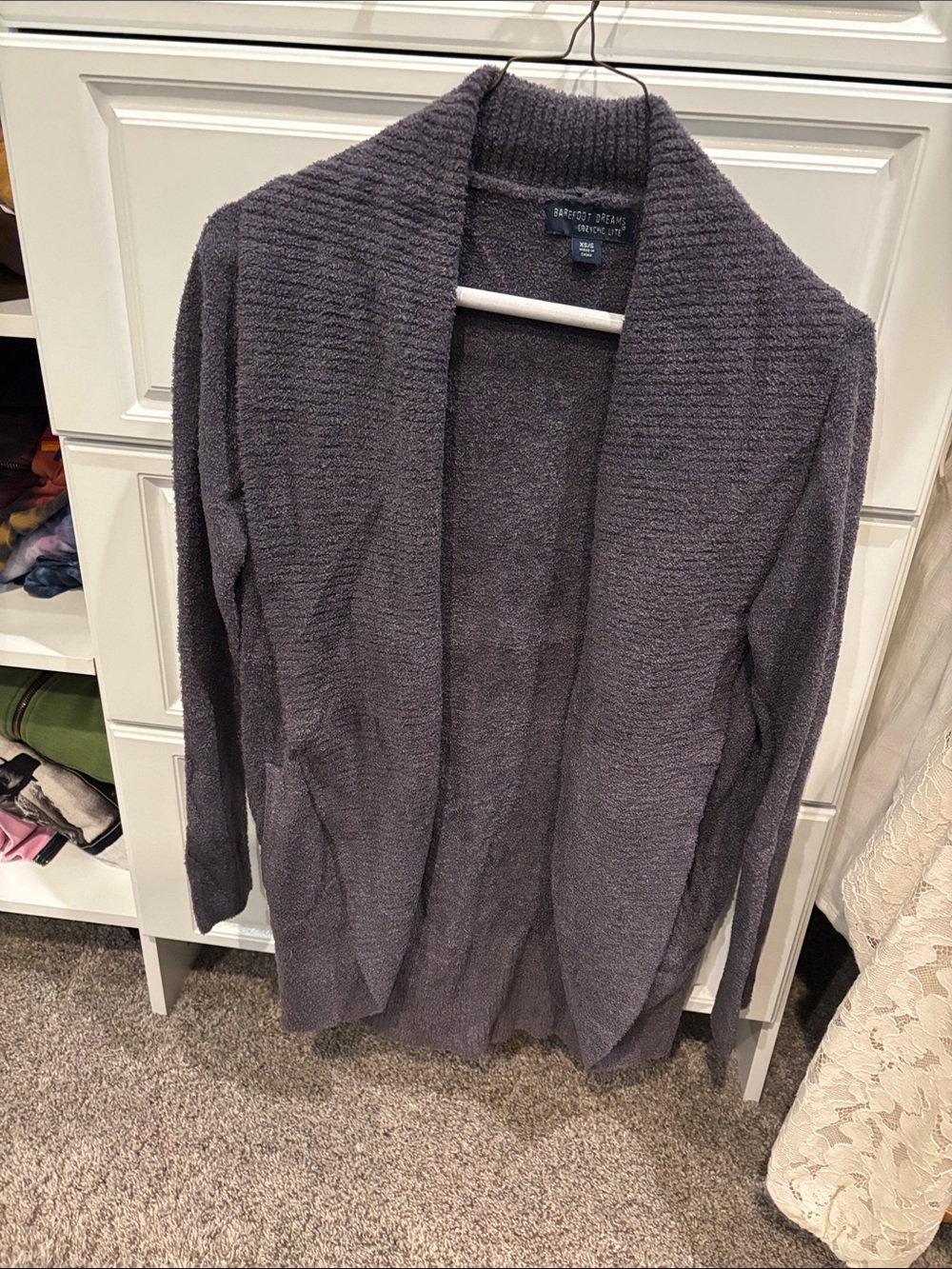 Barefoot Dreams CozyChic Lite Open Cardigan in Charcoal